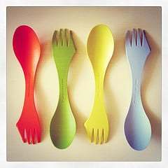 bright coloured sporks lined up