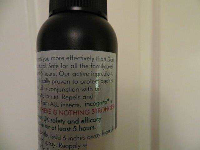 Warning on the back of repellent