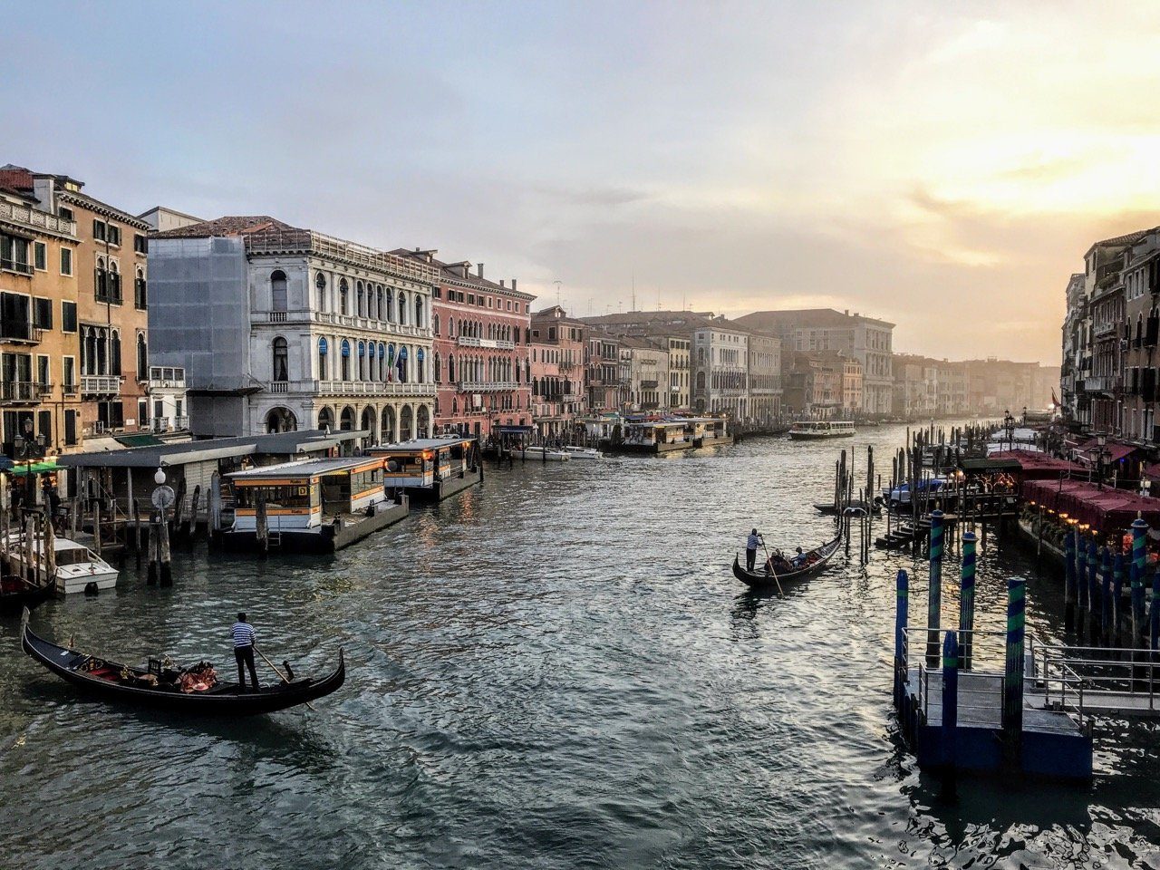 Grand canal in Venice with gondola