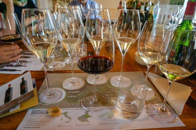 White and red wine tasting at Sorella Bronca Winery