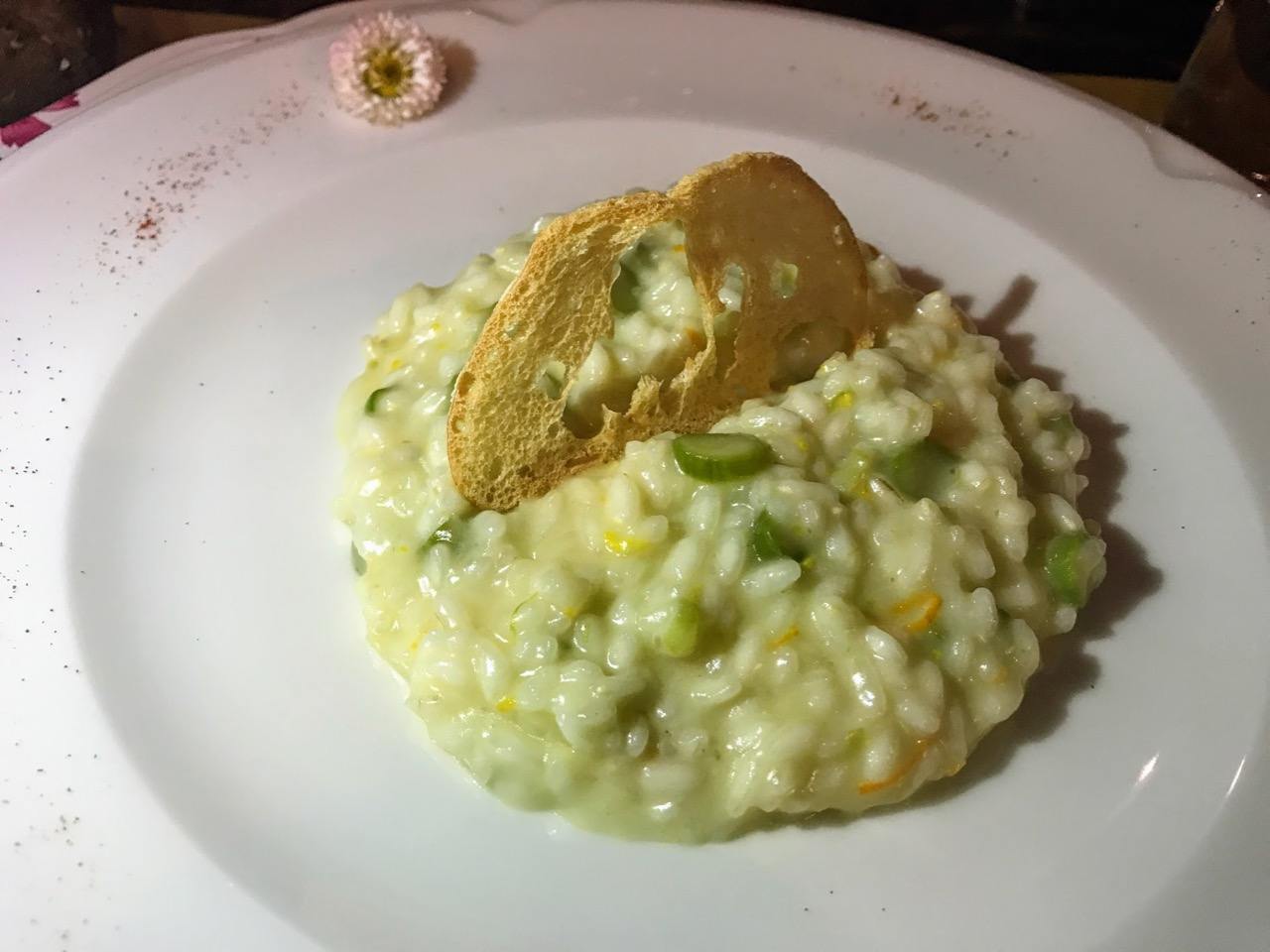 Plate of risotto at Locanda Sandi.