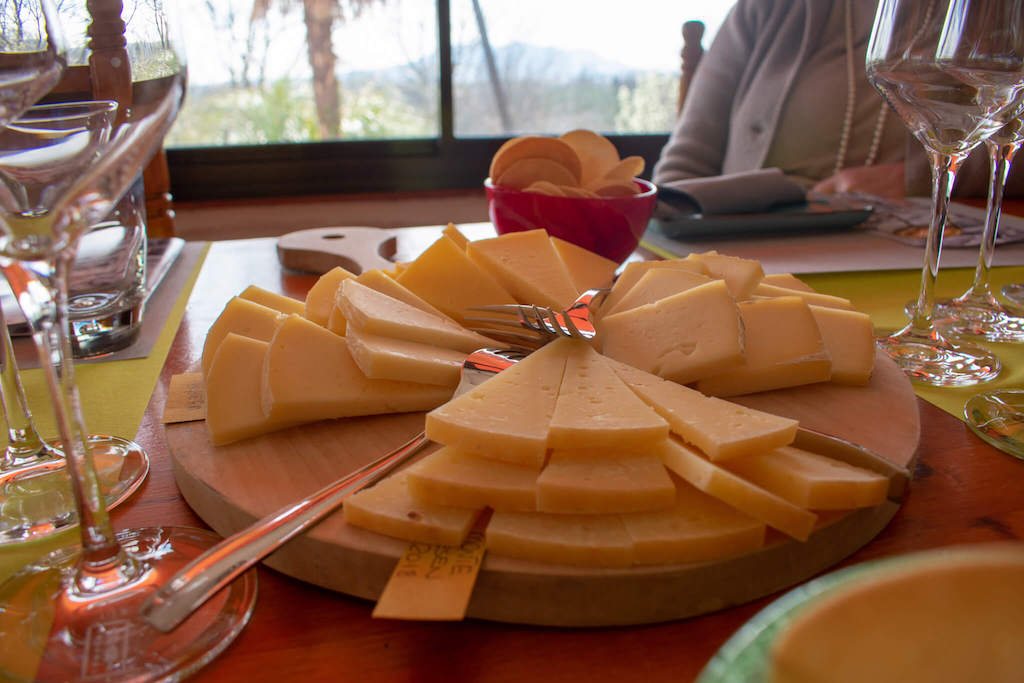 Board of cheese at Adami winery