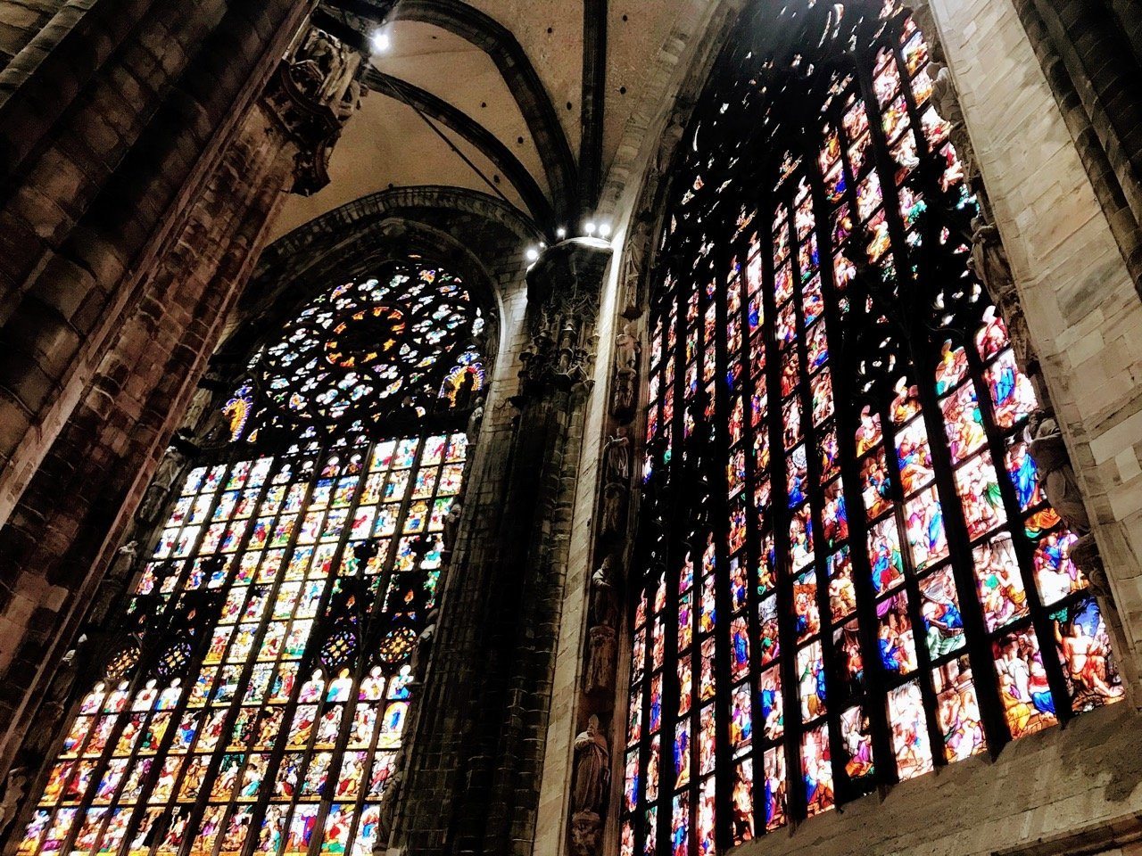 Stained glass windows Inside the Duomo