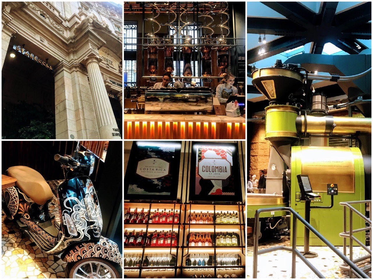 Collage of starbucks interior in Milan