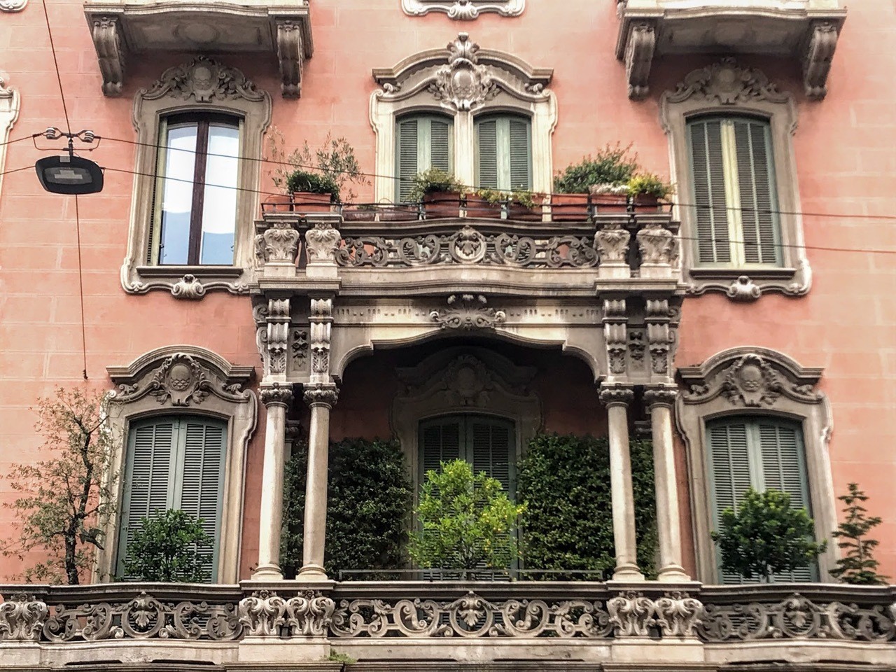 Beautiful pink building in Milan