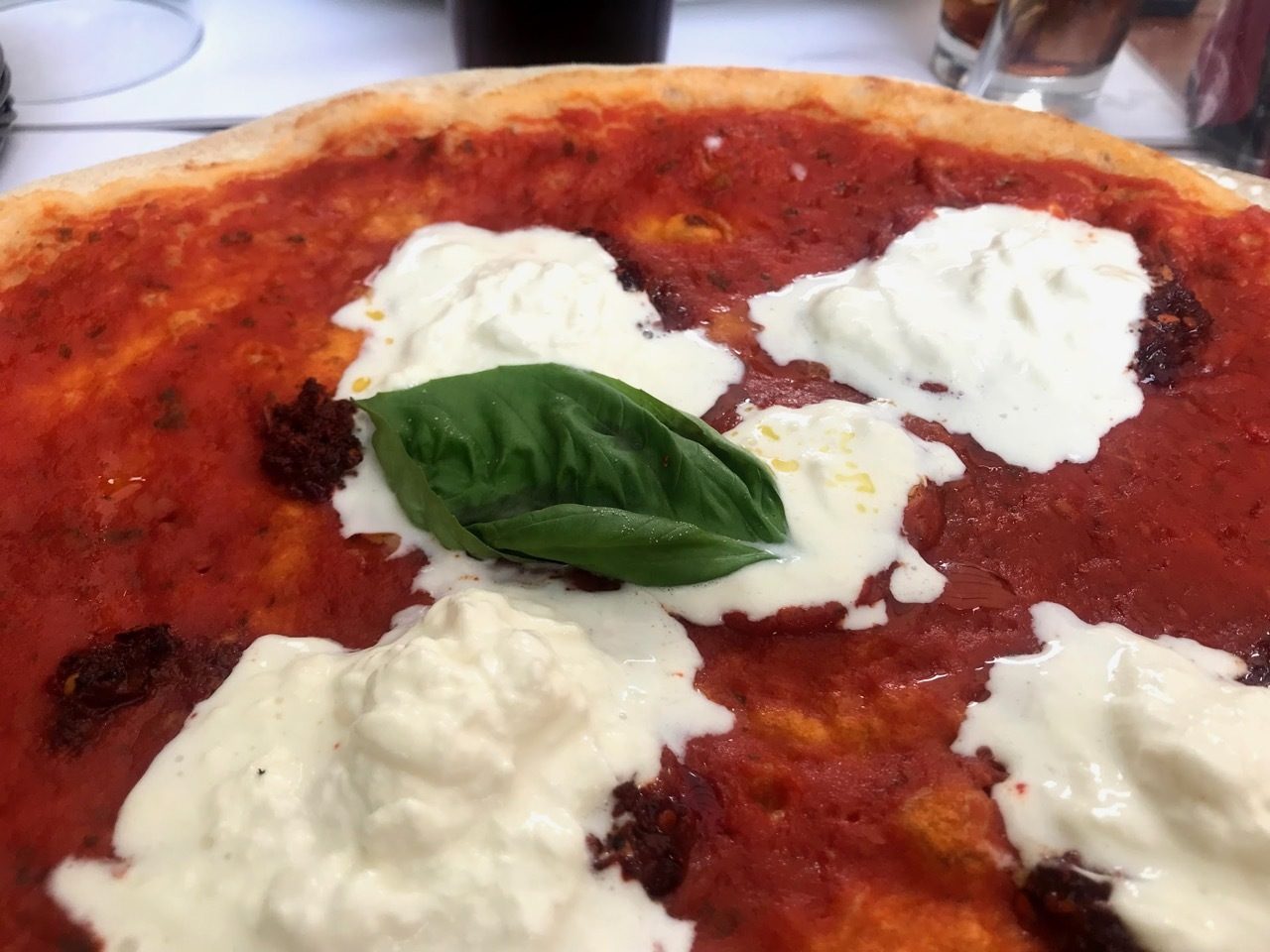 Tomato and Mozarella pizza in Brera