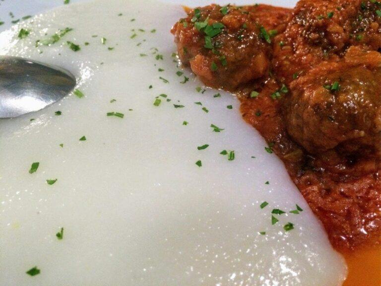 Plate of meatballs and polenta