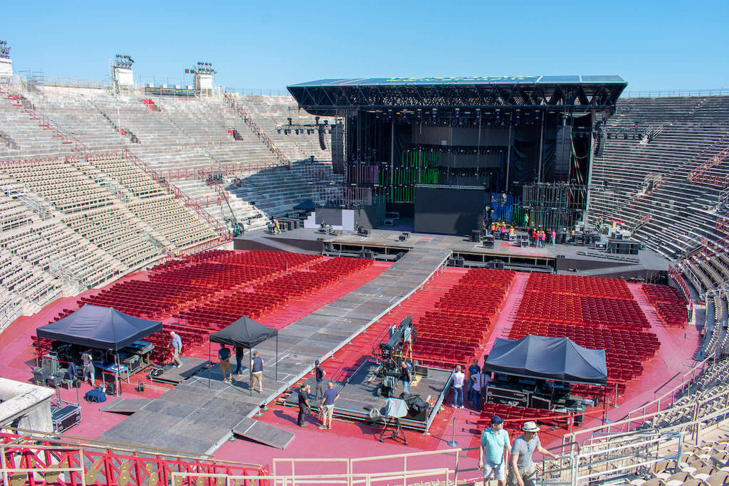 Verona Arena inside with stage and seats