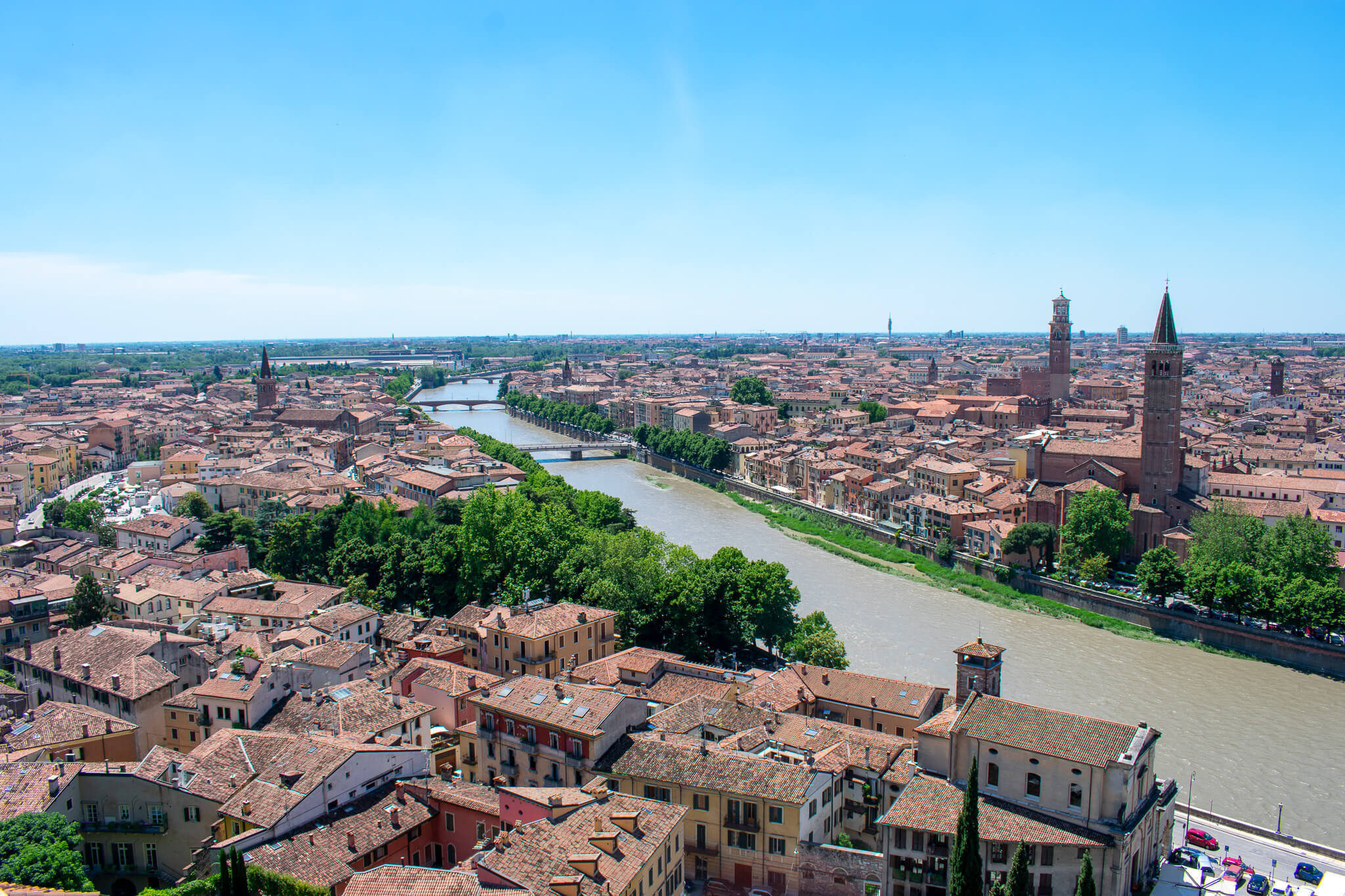 Panoramic view of Verona with river