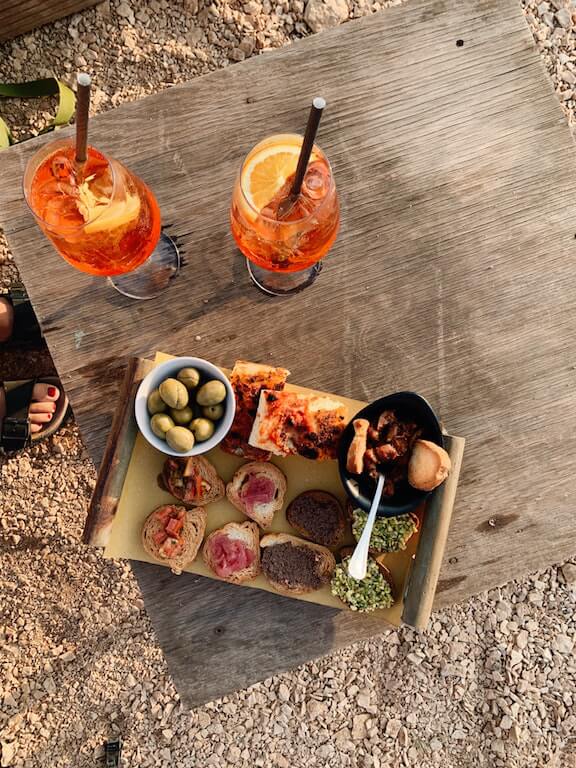 Aperol Spritz with food