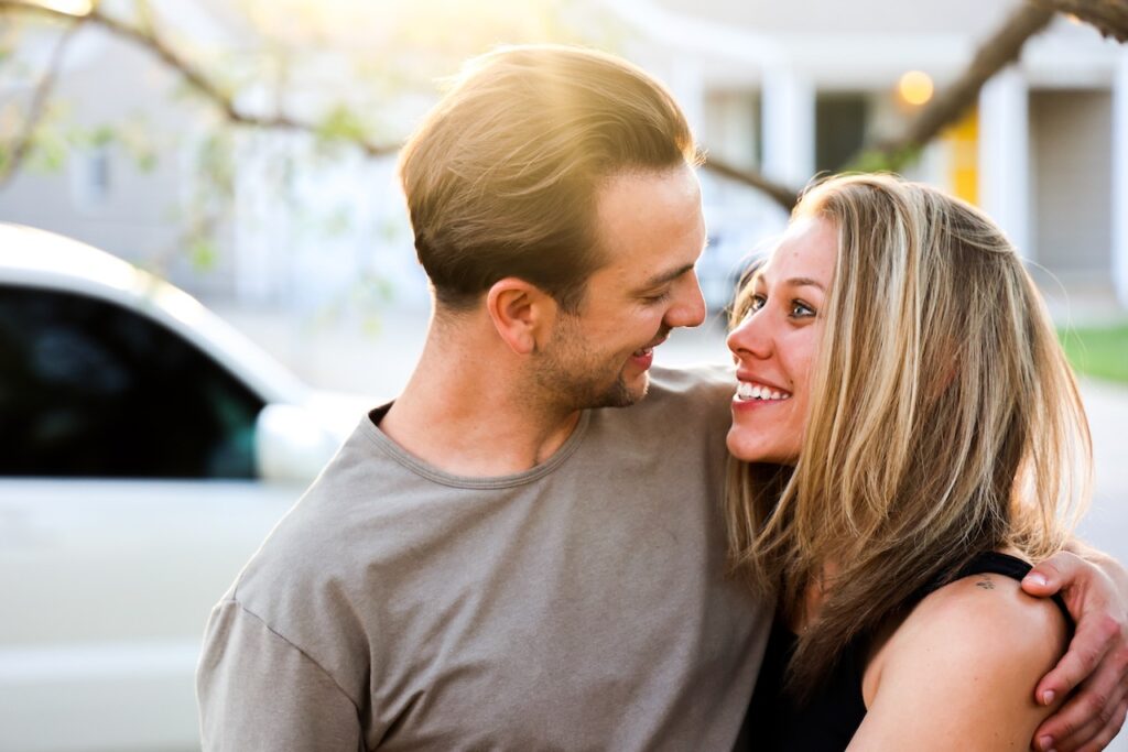 couple looking into each other's eyes