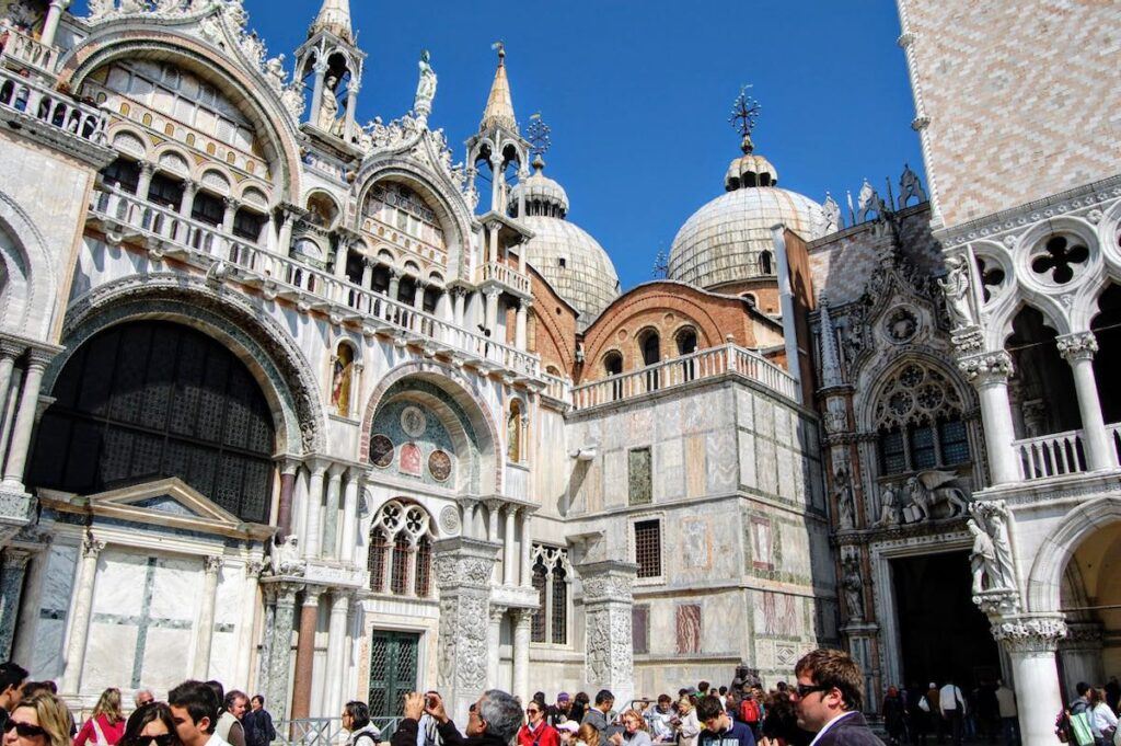 St Marks Basilica church and domes outside in St Marks Square