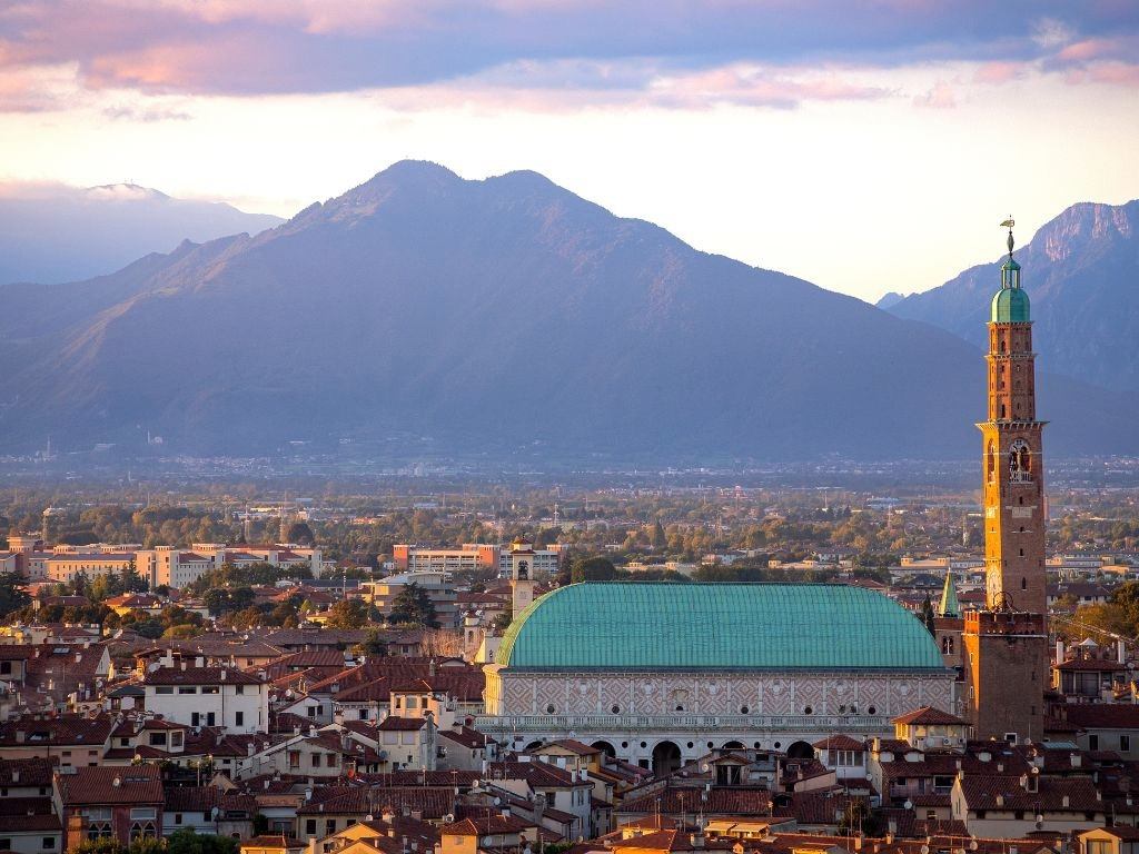 Views of the rooftops of Vincenza in Italy