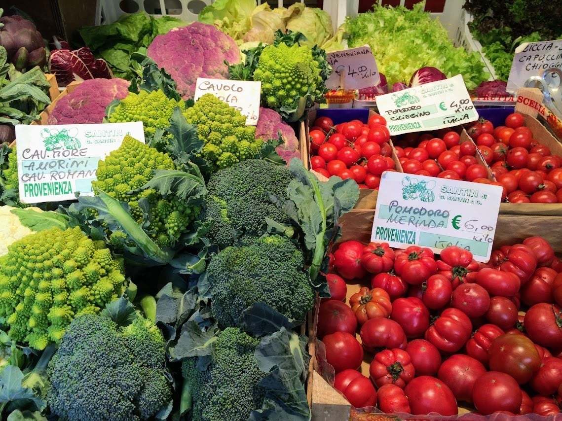 Bright vegetables for sale at Rialto market