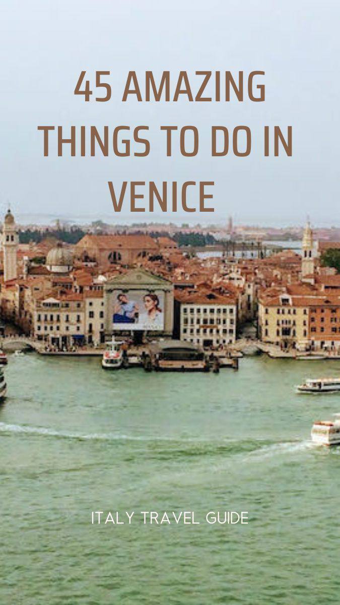 View of St Mark's square from Maggiore island - text overlay for pinterest