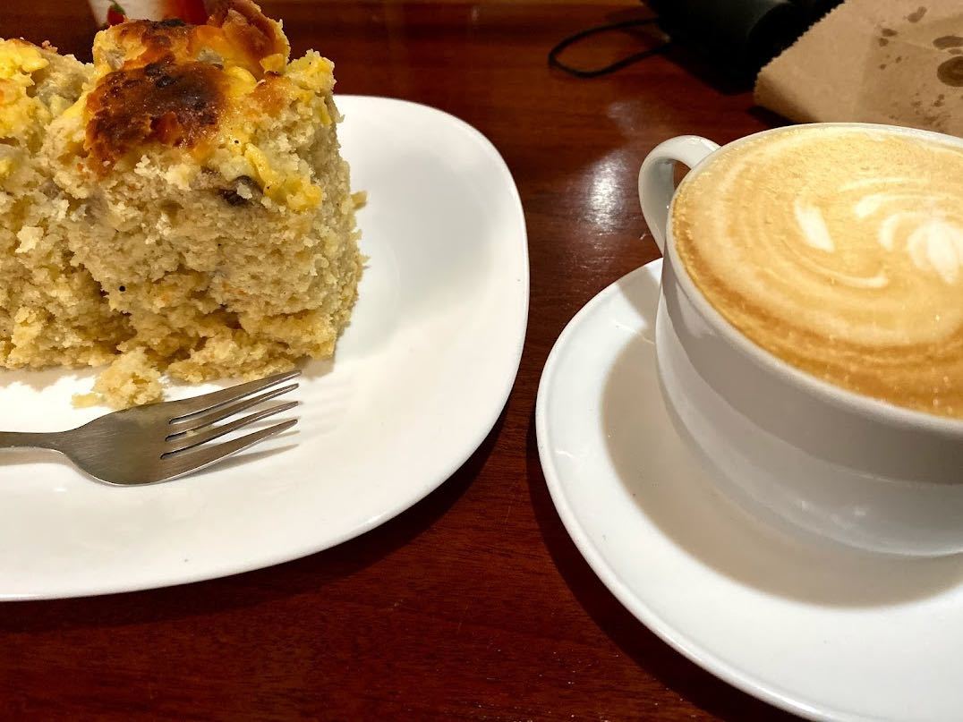 Cake and cappuccino