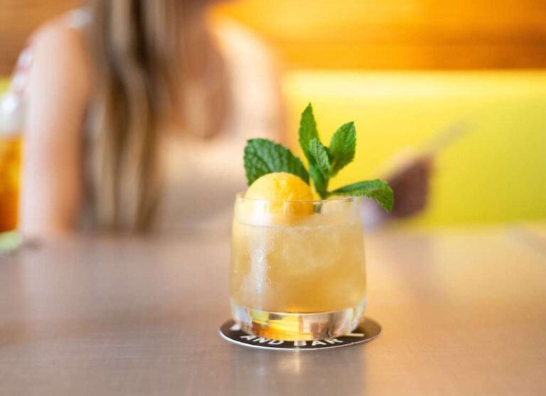 lemon sgroppino cocktail with mint garnish