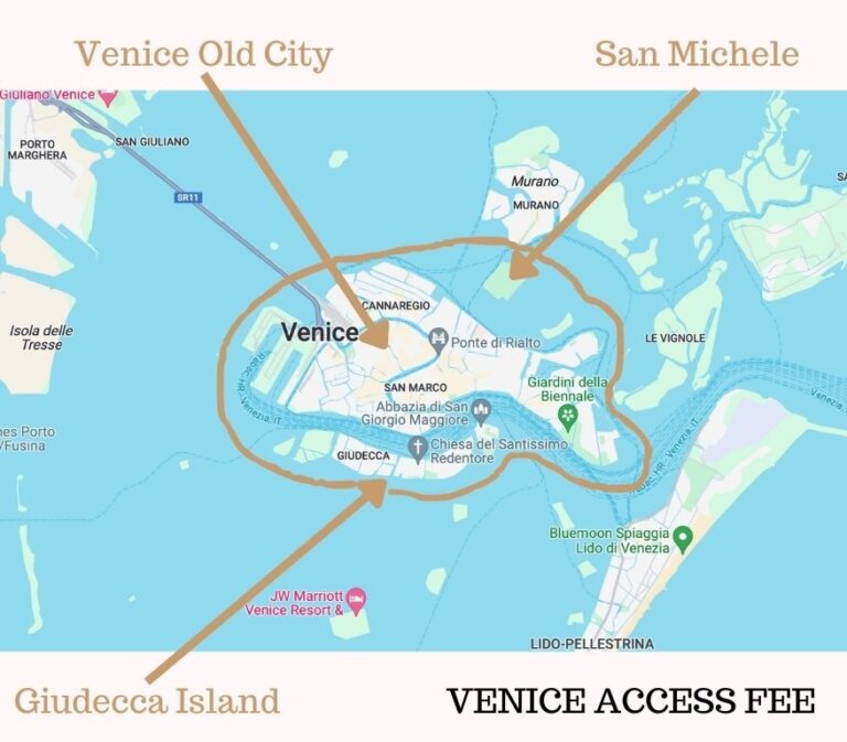 Venice Access Fee map of where the fee applies.