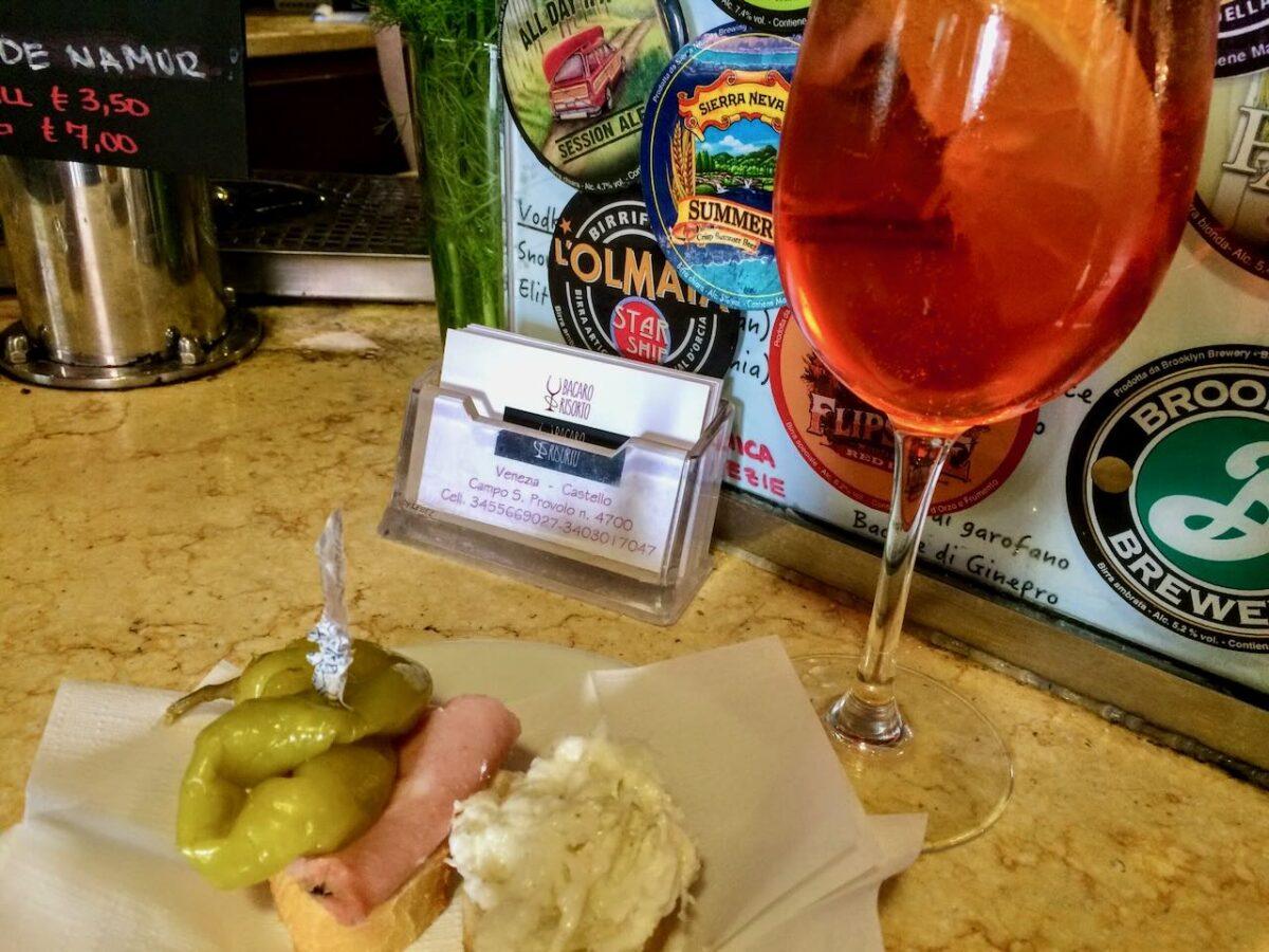 aperol spritz and cicchetti.