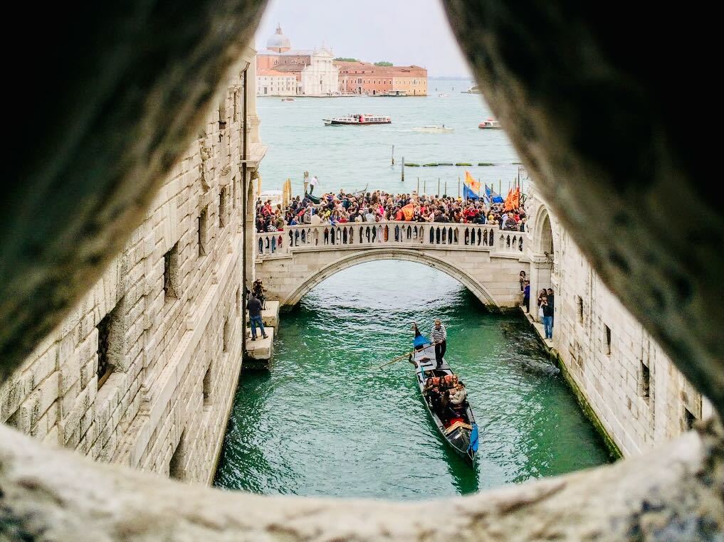 View from inside the Bridge of Sighs.